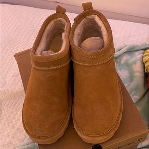 BearPaw Chestnut Suede Ankle Booties